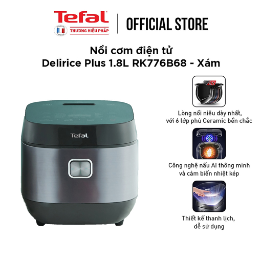 Ảnh của Nồi cơm điện tử Delirice Plus 1.8L Tefal RK776B68 - Màu xám