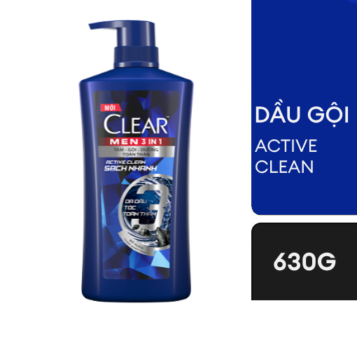 Ảnh của Dầu tắm gội Clear Men 3 Trong 1 Active Clean 630g