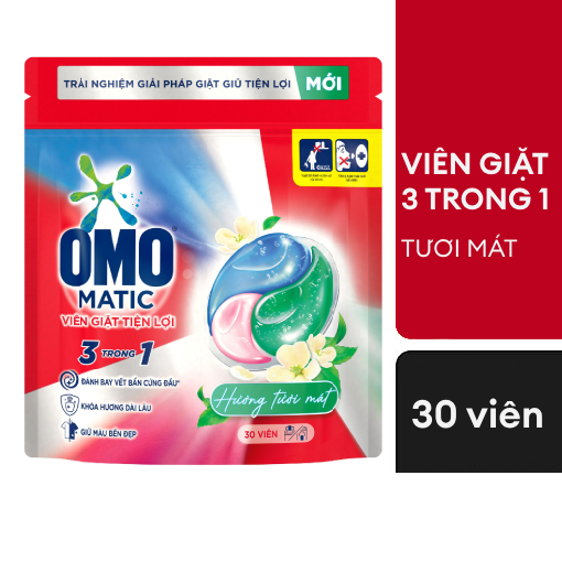 Ảnh của Túi viên giặt tiện lợi OMO 3 trong 1 Hương Tươi mát (30 viên/túi)