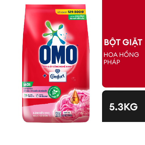 Ảnh của Bột giặt OMO Comfort Tinh dầu thơm Hoa hồng Pháp 5.3kg