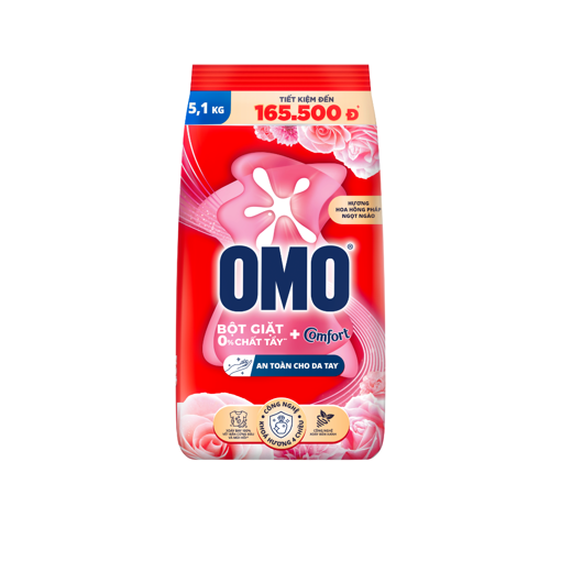 Ảnh của Bột giặt OMO Comfort Hoa hồng Dịu mát Bền lâu 5.1kg