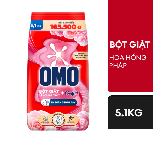 Ảnh của Bột giặt OMO Comfort Hoa hồng Dịu mát Bền lâu 5.1kg