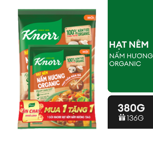 Ảnh của [Tặng Knorr Nấm 136g] Hạt nêm Knorr Nấm Hương Organic 380g