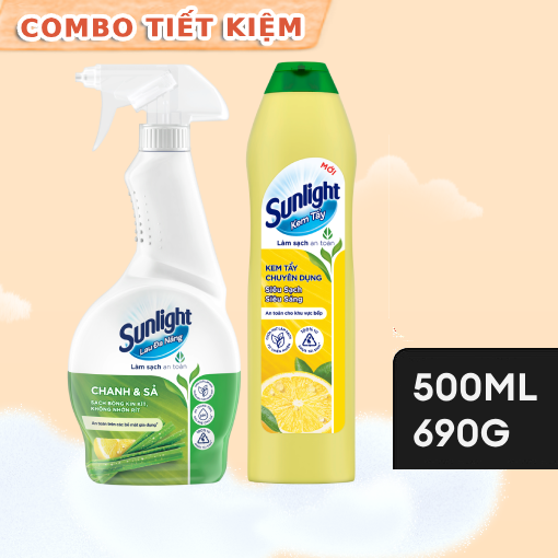 Ảnh của Combo Sunlight Nước lau đa năng Chanh & Sả 500ml và Kem tẩy chuyên dụng 690g