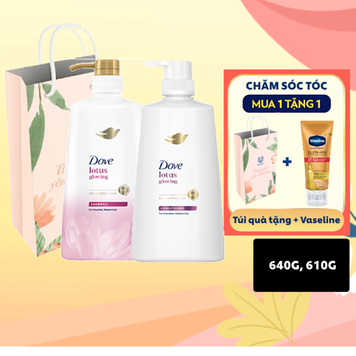 Ảnh của Combo Dầu gội + Dầu xả Dove Óng mềm tự nhiên 640g, 610g