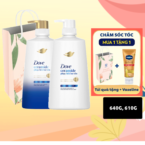 Ảnh của Combo Dầu gội + Dầu xả Dove Ceramide Phục hồi hư tổn 640g, 610g