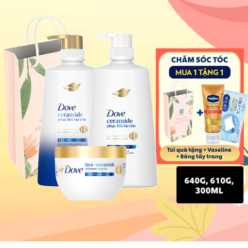 Ảnh của [SET QUÀ 20.10] Combo Dầu gội + Dầu xả + Kem ủ Dove Ceramide Phục hồi hư tổn 640g, 610g, 180ml