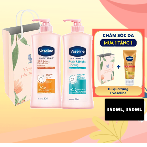 Ảnh của Combo 2 Sữa dưỡng thể Vaseline Sáng da Chống nắng Spf24pa++ Pro và Dịu mát Trắng da Fresh & Bright 350ml