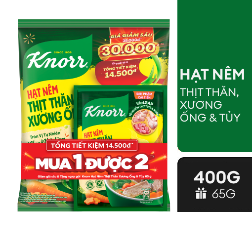 Ảnh của [Tặng kèm gói 65g] Hạt nêm Knorr Thịt Thăn Xương Ống & Tủy 400g - Tết 2025 (Giảm giá sâu)