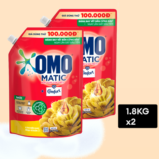 Ảnh của Combo 2 túi Nước giặt OMO Comfort Tinh Dầu Thơm Cửa trên 1.8kg