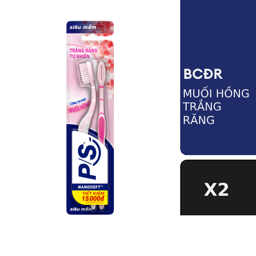 Ảnh của Bộ 2 Bàn chải đánh răng P/S Muối Hồng Trắng Răng Tự Nhiên