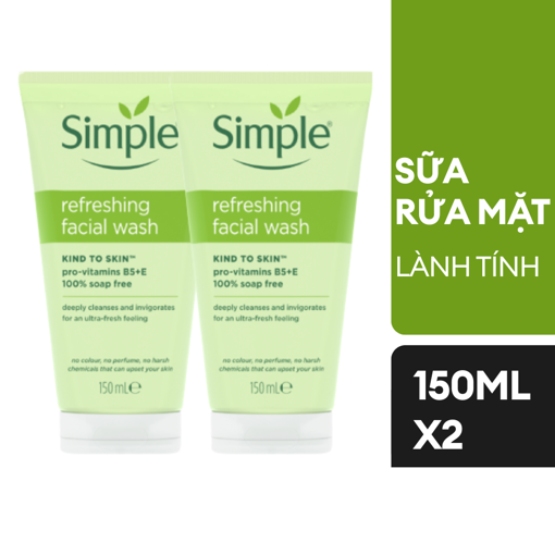 Ảnh của Combo 2 Sữa rửa mặt Simple Sạch thoáng trông khỏe mịn màng 150ml