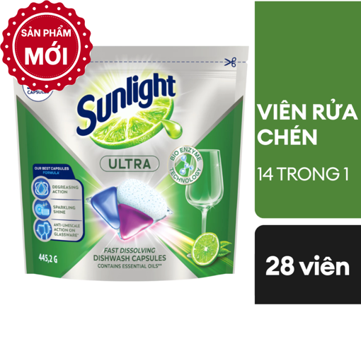 Ảnh của Viên rửa chén Sunlight 14 trong 1 túi 28 viên