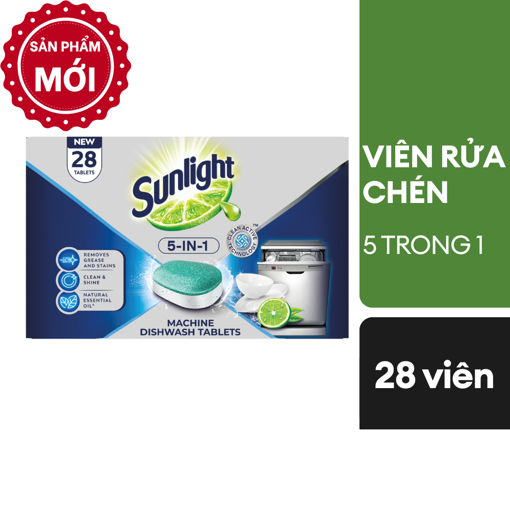Ảnh của Viên rửa chén Sunlight 5 trong 1 hộp 28 viên