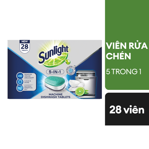 Ảnh của Viên rửa chén Sunlight 5 trong 1 hộp 28 viên