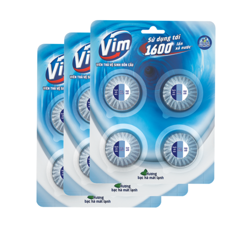 Ảnh của Combo 3 Vỉ viên thả vệ sinh bồn cầu Vim hương Bạc Hà 180g