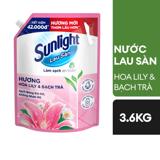 Ảnh của Nước lau sàn Sunlight Tinh đầu thảo mộc hoa Lily & Bạch trà túi 3.6kg