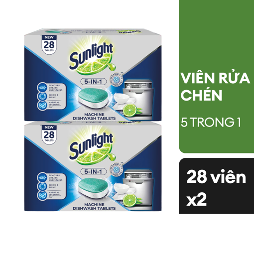Ảnh của Combo 2 Viên rửa chén Sunlight 5 trong 1 hộp 28 viên