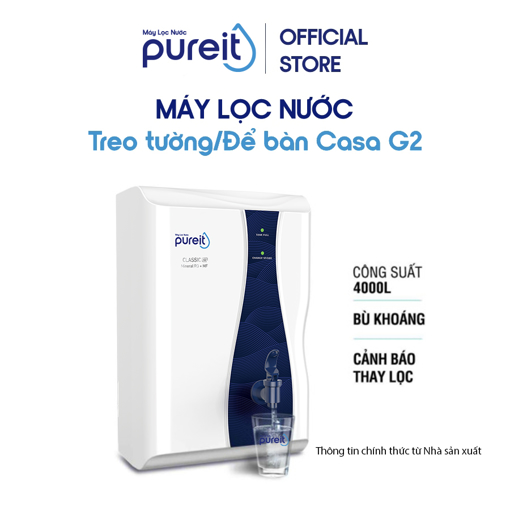 Ảnh của MÁY LỌC NƯỚC PUREIT CASA G2 TREO TƯỜNG/ĐỂ BÀN