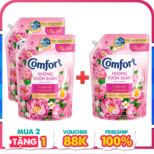 Ảnh của [Mua 2 tặng 1] Combo 2 Nước xả vải Comfort hương Vườn xuân 1.8l