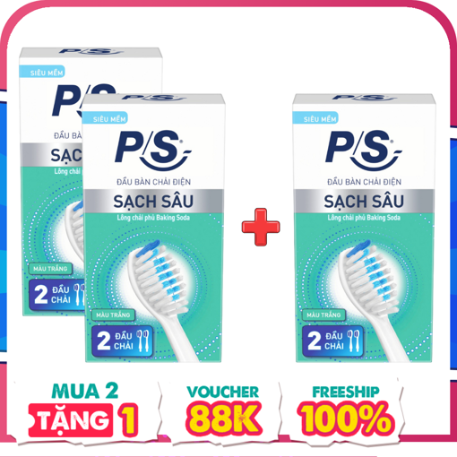 Ảnh của [Mua 2 tặng 1] Combo 2 hộp Đầu Bàn Chải Điện P/S S100 Pro Sạch Sâu - Màu Đen