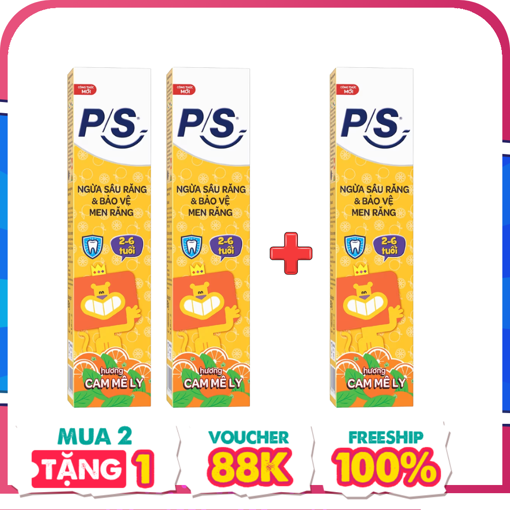 Ảnh của [Mua 2 tặng 1] Combo 2 Kem đánh răng trẻ em P/S 2-6 tuổi hương Cam 90g