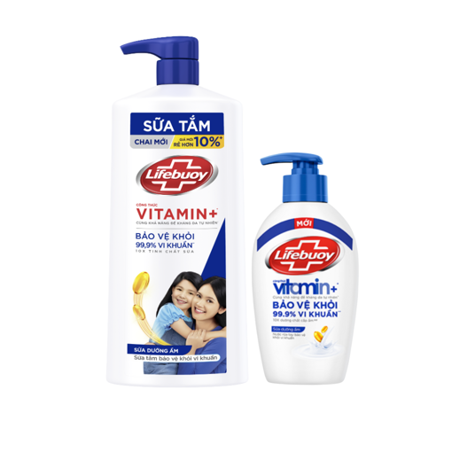 Ảnh của Combo Sữa tắm + Nước rửa tay Lifebuoy Vitamin+ Sữa dưỡng ẩm 800g,180g