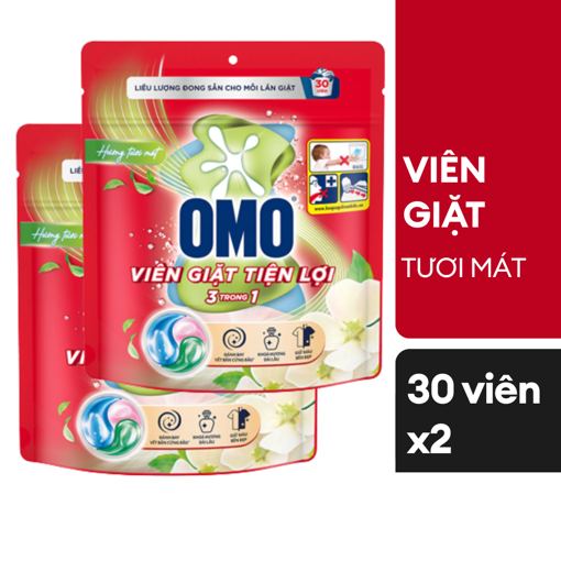 Ảnh của Combo 2 Túi Viên giặt OMO 3trong1 hương Tươi Mát 315g