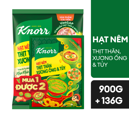 Ảnh của [MUA 1 ĐƯỢC 2] Hạt nêm Knorr Thịt thăn Xương ống & Tủy 900g tặng gói 136g