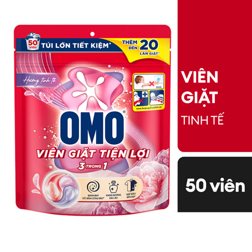 Ảnh của Viên giặt OMO 3trong1 hương Tinh Tế 50 viên 525g