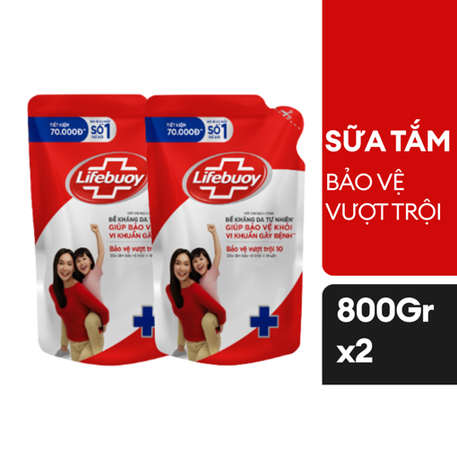Ảnh của Combo 2 Sữa tắm Lifebuoy Bảo vệ vượt trội túi 800g