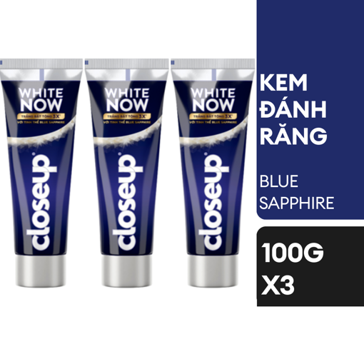 Ảnh của Combo 3 Closeup White Now Trắng Bật Tông 3X Blue Sapphire 100g
