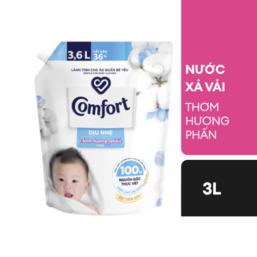 Ảnh của Nước xả vải Comfort Mềm vải dịu nhẹ Thơm hương phấn 3l