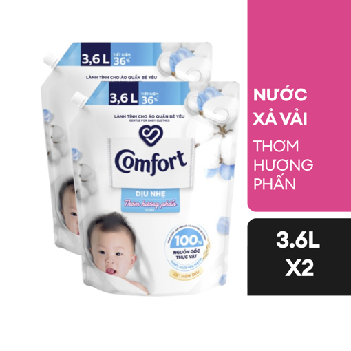 Ảnh của Combo 2 Nước xả Comfort Mềm vải Dịu nhẹ Thơm hương phấn 3.6l